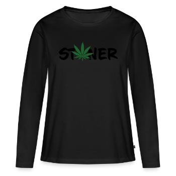 Stoner - T-shirt manches longues Premium bio Femme - noir - Devant - Julia (174cm)