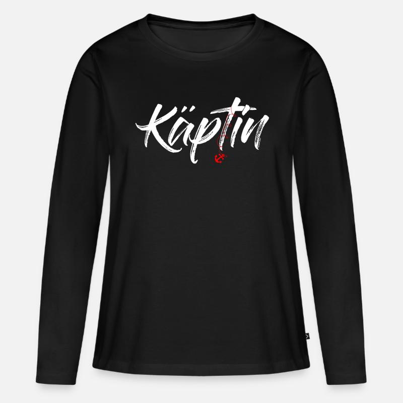 Käptin - Frauen Premium Bio Langarmshirt - Schwarz