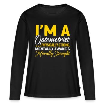 Ophtalmologiste Optométrie Opticien Opticien Opticien Opticien Opticien - T-shirt manches longues Premium bio Femme - noir - Devant - Julia (174cm)