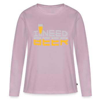 I Need Beer - Women's Premium Organic Long Sleeve Shirt - dusky pink - Front - Julia (174cm)