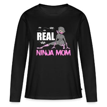 Real Ninja Mom Karate Martial Arts Fencer Ninja - T-shirt manches longues Premium bio Femme - noir - Devant - Julia (174cm)