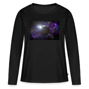 Le soleil brille et la terre - T-shirt manches longues Premium bio Femme - noir - Devant - Julia (174cm)