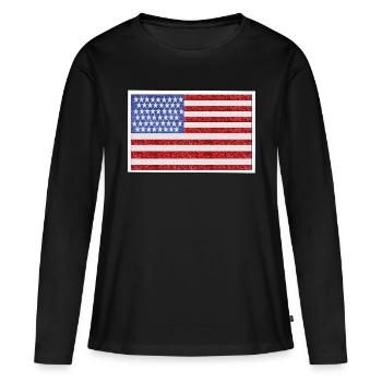 Flagge der Vereinigten Staaten - Frauen Premium Bio Langarmshirt - Schwarz - Vorne - Julia (174cm)