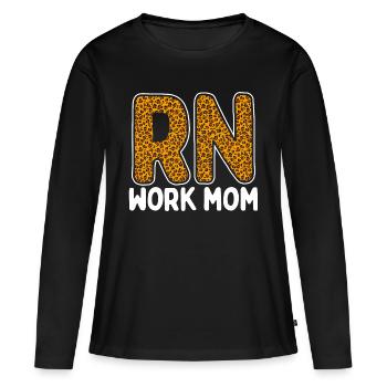 RN Work Mom Leopard Nurse CNA Leo Nursing - Women's Premium Organic Long Sleeve Shirt - black - Front - Julia (174cm)