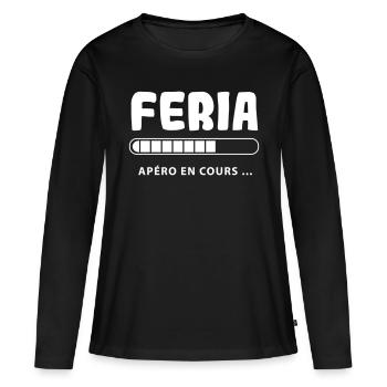 Feria apéro en cours - T-shirt manches longues Premium bio Femme - noir - Devant - Julia (174cm)
