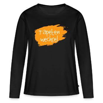 Tapetenwechsel orange - Frauen Premium Bio Langarmshirt - Schwarz - Vorne - Julia (174cm)