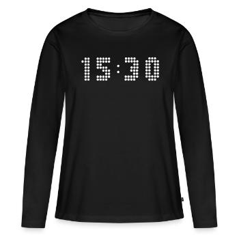 3 30 pm - This is the time - Women's Premium Organic Long Sleeve Shirt - black - Front - Julia (174cm)