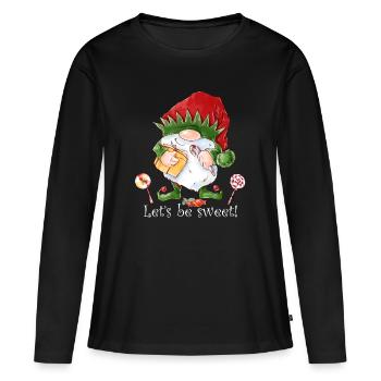 Weihnachtswichtel - Let's be sweet! - Frauen Premium Bio Langarmshirt - Schwarz - Vorne - Julia (174cm)