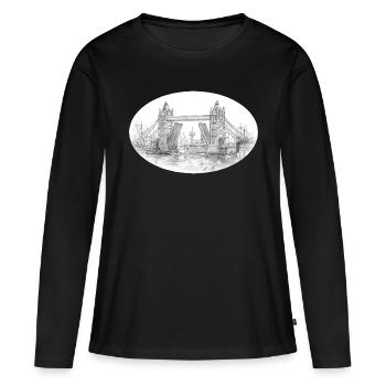 Tower Bridge - Frauen Premium Bio Langarmshirt - Schwarz - Vorne - Julia (174cm)