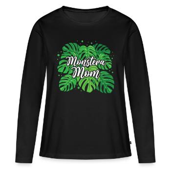 Monstera Mom - Frauen Premium Bio Langarmshirt - Schwarz - Vorne - Julia (174cm)