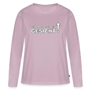 Ich habe auch ein Gesicht (weiss geschrieben) - Frauen Premium Bio Langarmshirt - Altrosa - Vorne - Julia (174cm)