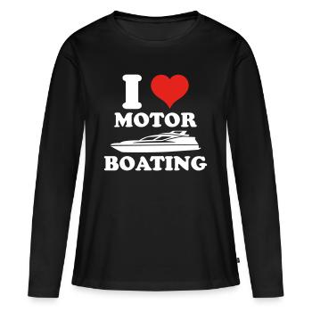 J’adore le bateau à moteur - T-shirt manches longues Premium bio Femme - noir - Devant - Julia (174cm)