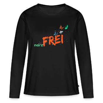 narzfrei orange - Frauen Premium Bio Langarmshirt - Schwarz - Vorne - Julia (174cm)