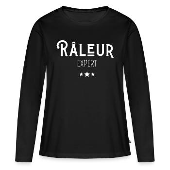 râleur expert - T-shirt manches longues Premium bio Femme - noir - Devant - Julia (174cm)