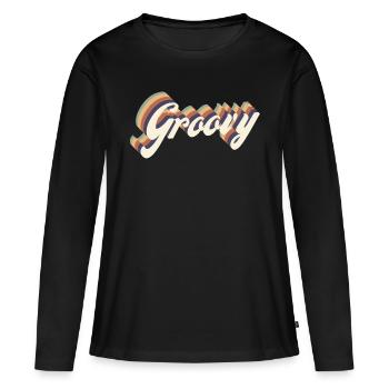 Groovy vintage - T-shirt manches longues Premium bio Femme - noir - Devant - Julia (174cm)