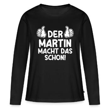 Martin - T-shirt manches longues Premium bio Femme - noir - Devant - Julia (174cm)