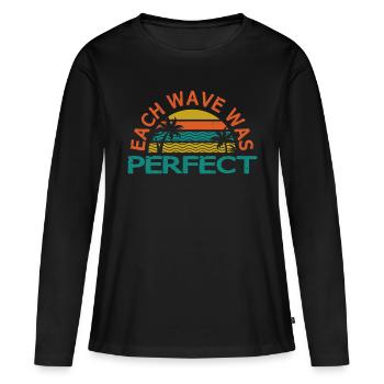 JEDE WELLE WAR PERFEKT - Frauen Premium Bio Langarmshirt - Schwarz - Vorne - Julia (174cm)