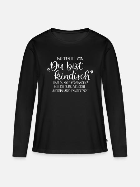 KINDISCH - Frauen Premium Bio Langarmshirt - Schwarz
