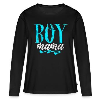 Boy Mama Vibes Wife Mom Boss one Loved mama - Frauen Premium Bio Langarmshirt - Schwarz - Vorne - Julia (174cm)