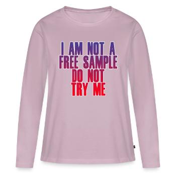 Je ne suis pas un échantillon gratuit Ne m’essayez pas 2 - T-shirt manches longues Premium bio Femme - rose poudré - Devant - Julia (174cm)