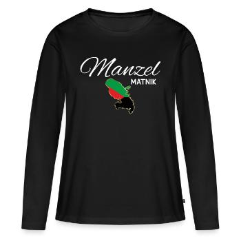 Manzel Matnik Mademoiselle Martinique - T-shirt manches longues Premium bio Femme - noir - Devant - Julia (174cm)