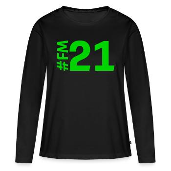 FM21-KARTON - Frauen Premium Bio Langarmshirt - Schwarz - Vorne - Julia (174cm)