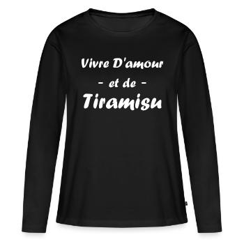 Humour tiramisu - T-shirt manches longues Premium bio Femme - noir - Devant - Julia (174cm)