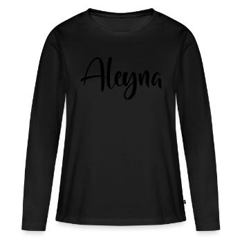 Name - Aleyna - Frauen Premium Bio Langarmshirt - Schwarz - Vorne - Julia (174cm)