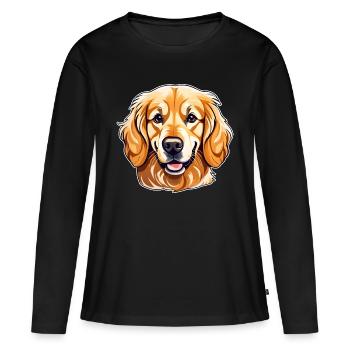 Niedlicher Golden Retriever Hund - Frauen Premium Bio Langarmshirt - Schwarz - Vorne - Julia (174cm)