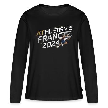 ATHLETISME ATHLETE COUREUR CADEAU SPORT FRANCE - T-shirt manches longues Premium bio Femme - noir - Devant - Julia (174cm)