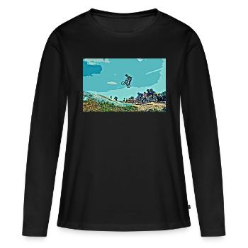 BMX Rennen Rennen ATV Motocross - Frauen Premium Bio Langarmshirt - Schwarz - Vorne - Julia (174cm)