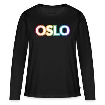 OSLO RAINBOW HAPPY PRIDE - T-shirt manches longues Premium bio Femme - noir - Devant - Julia (174cm)