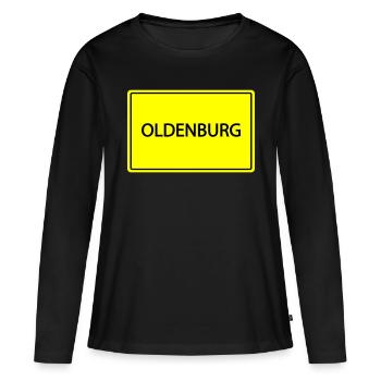 Panneau de la ville d’Oldenburg - T-shirt manches longues Premium bio Femme - noir - Devant - Julia (174cm)