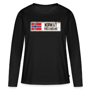 Kristiansand Drapeau de la Norvège - T-shirt manches longues Premium bio Femme - noir - Devant - Julia (174cm)