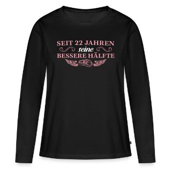 22 Ehejahre Bronzehochzeit Frau 22 Hochzeitstag - Frauen Premium Bio Langarmshirt - Schwarz - Vorne - Julia (174cm)