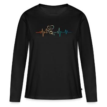Battement de coeur rétro chef cuisinier - T-shirt manches longues Premium bio Femme - noir - Devant - Julia (174cm)