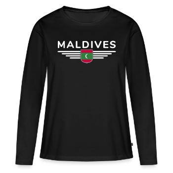 Maldives Fans : Maillots exclusifs - T-shirt manches longues Premium bio Femme - noir - Devant - Julia (174cm)