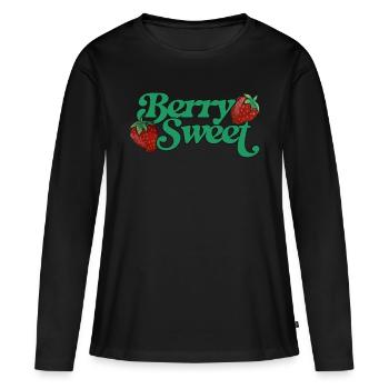 Baie Douce Fraise - T-shirt manches longues Premium bio Femme - noir - Devant - Julia (174cm)