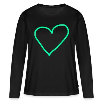 Idée cadeau coeur turquoise Turquoise vert bleu amour - T-shirt manches longues Premium bio Femme - noir - Devant - Julia (174cm)