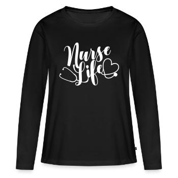Sweet nurse life Gift - T-shirt manches longues Premium bio Femme - noir - Devant - Julia (174cm)