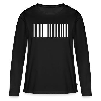 Barcode White - Frauen Premium Bio Langarmshirt - Schwarz - Vorne - Julia (174cm)