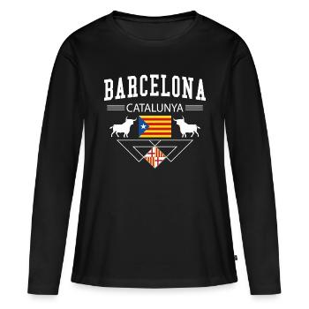 Barcelone - T-shirt manches longues Premium bio Femme - noir - Devant - Julia (174cm)