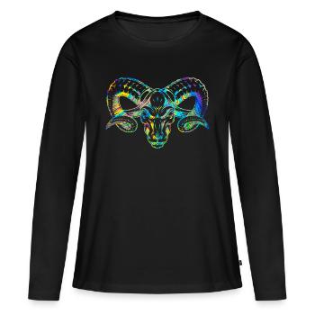 Widder Sternzeichen Horoskop - Frauen Premium Bio Langarmshirt - Schwarz - Vorne - Julia (174cm)
