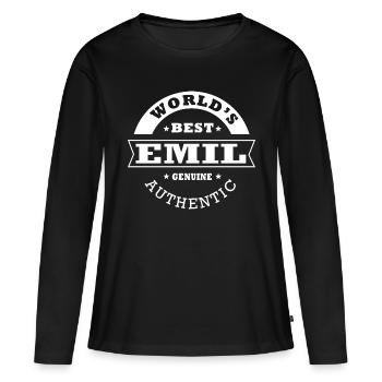 Cadeau Emil personnalisé prénom emil - T-shirt manches longues Premium bio Femme - noir - Devant - Julia (174cm)