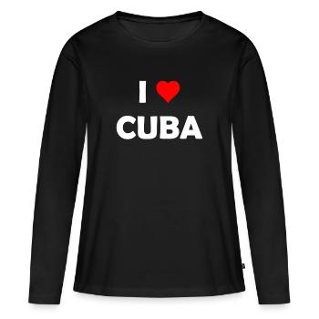 J’aime Cuba - J’aime Cuba - La Havane - Caraïbes - T-shirt manches longues Premium bio Femme - noir - Devant - Julia (174cm)