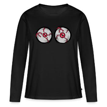 Crazy Horror Monster Eyes - Women's Premium Organic Long Sleeve Shirt - black - Front - Julia (174cm)