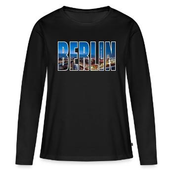 Berlin - T-shirt manches longues Premium bio Femme - noir - Devant - Julia (174cm)