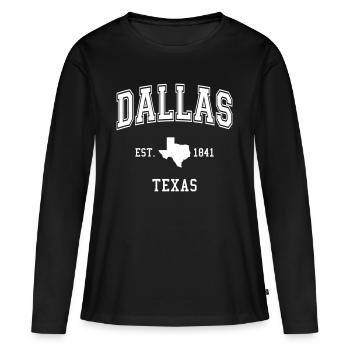 Dallas - Frauen Premium Bio Langarmshirt - Schwarz - Vorne - Julia (174cm)