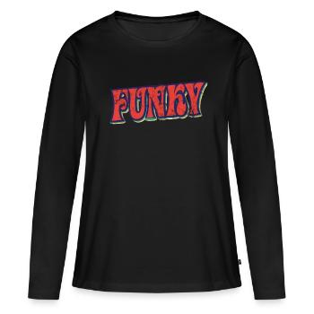 Funky Rétro - T-shirt manches longues Premium bio Femme - noir - Devant - Julia (174cm)
