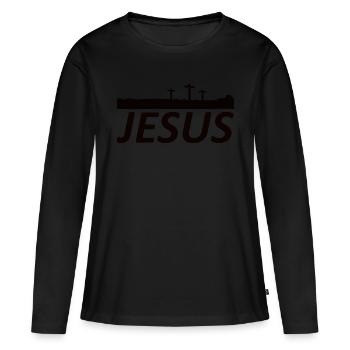 Jésus - T-shirt manches longues Premium bio Femme - noir - Devant - Julia (174cm)